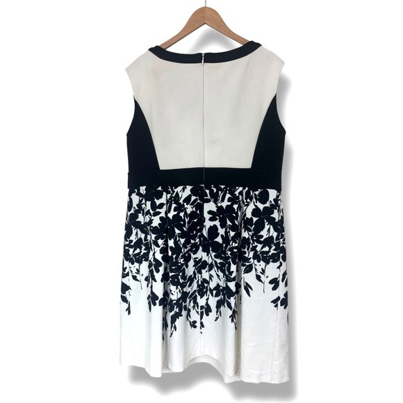 Worthington Black Colorblock Floral Print Scuba Midi Dress Size 16W‎ 1X Plus Sz - Picture 2 of 5